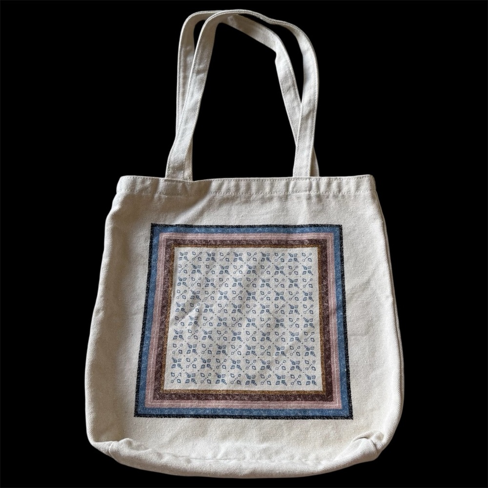 Target Blue, Pink, and Brown Tote Bag with Geometric Design